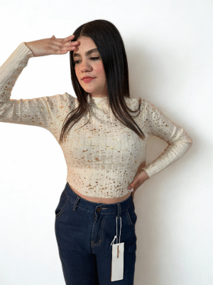 sueter brillos dorados