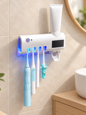 dispensador y esterilizador uv para cepillos de dientes