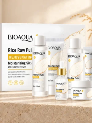 Kit BIOAQUA de seis productos para el cuidado facial con extracto de arroz