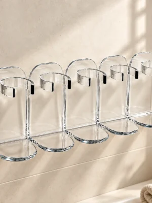 Organizador transparente de pared con cinco compartimentos