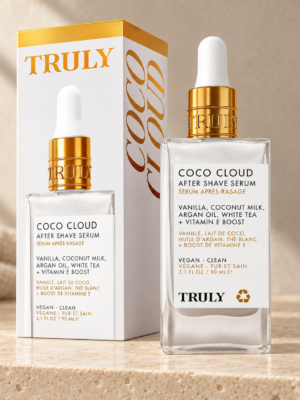 Sérum corporal Truly Beauty Coco Cloud de 90 ml con caja blanca y dorada