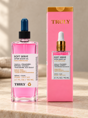 Aceite corporal Truly Soft Serve de 90 ml con caja rosa